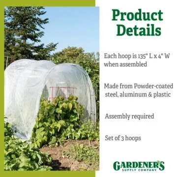 Gardener's Supply Company Adjustable Super Hoops Garden Plant Cover | Sturdy Powder Coated Metal Frame for Raised Bed Vegetable Planter Box Netting Protection | (Set of 3 Hoops)