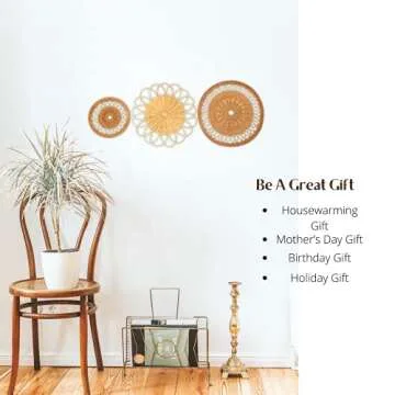 IWALYA Handmade Rattan Wall Basket Set for Home Decor