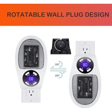 500W Plug In Heater, Cyber Heater Plug In, Upgraded Space Heaters For Indoor Use With Led Display And Timer, Small Portable Plug In Wall Heater, Mini Heater For Bedroom, Bathroom (2 Pack)