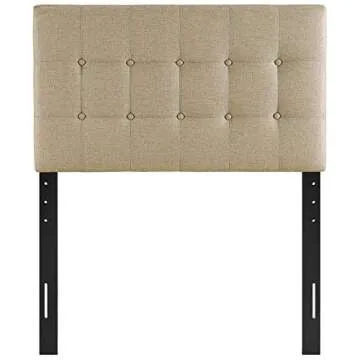 Modway Emily Tufted Button Linen Fabric Upholstered Twin Headboard in Beige