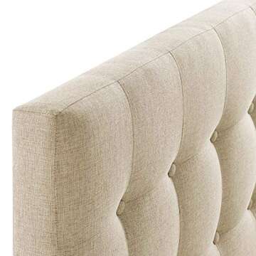 Modway Emily Tufted Button Linen Fabric Upholstered Twin Headboard in Beige