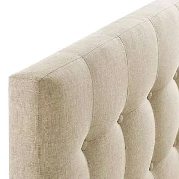 Modway Emily Tufted Button Linen Fabric Upholstered Twin Headboard in Beige