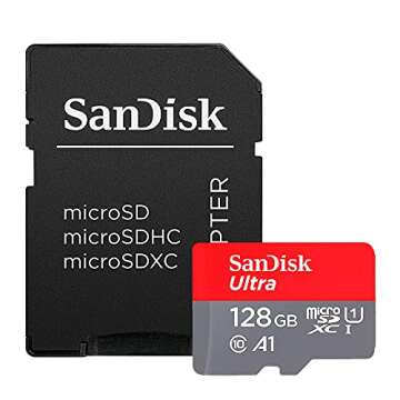 SanDisk Ultra 128GB UHS-I Class 10 MicroSDXC Memory Card Up to 80mb/s SDSQUNC-128G with Adapter