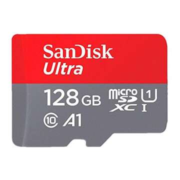 SanDisk Ultra 128GB UHS-I Class 10 MicroSDXC Memory Card Up to 80mb/s SDSQUNC-128G with Adapter