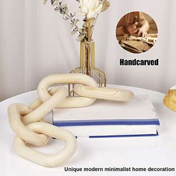 HMASYO Wood Chain Link Decor, 5-Link Wooden Decorative Chain Home Decor Accents, Coffee Table Decor,...