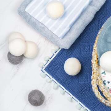 ELYN Wool Dryer Balls 6-Pack - XL, 100% New Zealand Wool, Reusable and Handmade. Fragrance-Free, Natural Fabric & Laundry Softener, Reduce Wrinkles, Static and Drying Time (Grey)