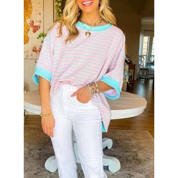 SHEWIN 2025 Trendy Loose Short Sleeve Sweatshirt