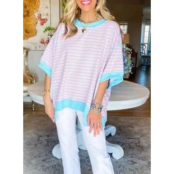 SHEWIN 2025 Trendy Loose Short Sleeve Sweatshirt