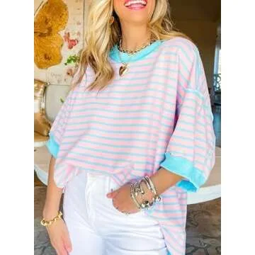 SHEWIN 2025 Trendy Loose Short Sleeve Sweatshirt