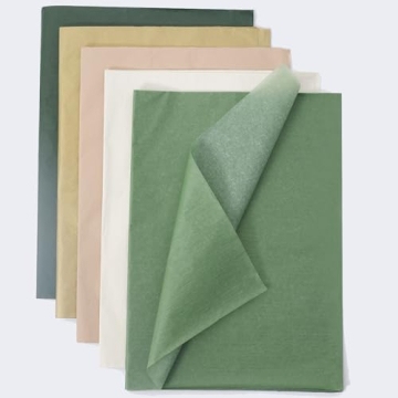 100 Sheet Green & Gold Tissue Paper Recyclable Green Wrapping Paper 14"x20"for Wedding Mother's Day ...