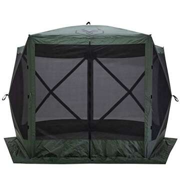 Gazelle 5 Sided Outdoor Portable Pop Up Screened Gazebo Canopy Tent with Carry Bag and Stakes for Pa...