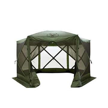 Gazelle 5 Sided Outdoor Portable Pop Up Screened Gazebo Canopy Tent with Carry Bag and Stakes for Parties and Other Outdoor Occasions, Alpine Green