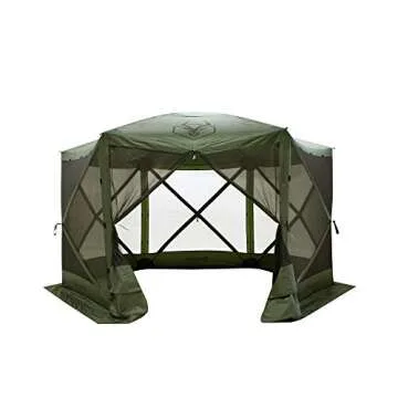 Gazelle 5 Sided Outdoor Portable Pop Up Screened Gazebo Canopy Tent with Carry Bag and Stakes for Parties and Other Outdoor Occasions, Alpine Green