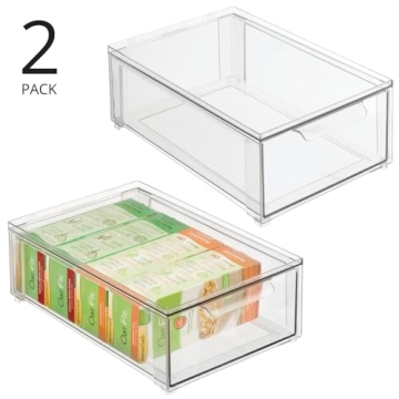 mDesign Clear Pantry Organization Bins - Stackable & Versatile