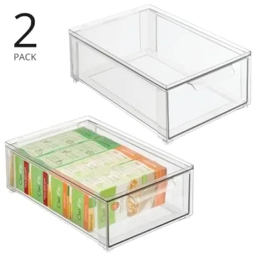 mDesign Clear Pantry Organization Bins - Stackable & Versatile