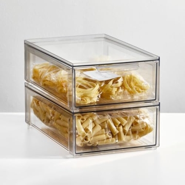 mDesign Clear Pantry Organization Bins - Stackable & Versatile