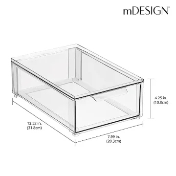 mDesign Clear Pantry Organization Bins - Stackable & Versatile