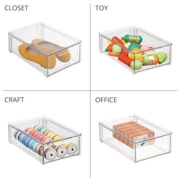 mDesign Clear Pantry Organization Bins - Stackable & Versatile