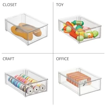 mDesign Clear Pantry Organization Bins - Stackable & Versatile