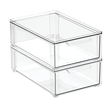 mDesign Clear Pantry Organization Bins - Stackable & Versatile