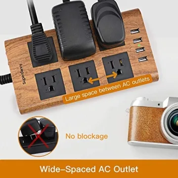 SUPERDANNY Power Strip Surge Protector with USB Ports