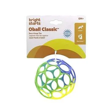 Bright Starts Oball Easy Grasp Classic Ball Infant Toy in Blue/Green, Age Newborn and up, 4 Inches