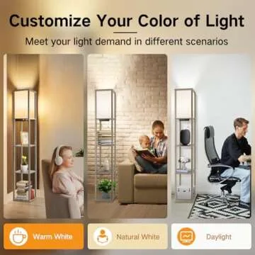 OUTON Floor Lamp with USB Ports and Storage Shelf