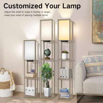 OUTON Floor Lamp with USB Ports and Storage Shelf