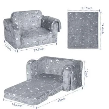 Glow in the Dark Kids Dinosaur Couch for Toddlers