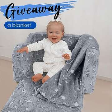 Glow in the Dark Kids Dinosaur Couch for Toddlers