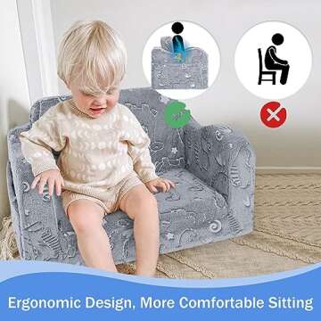 Glow in the Dark Kids Dinosaur Couch for Toddlers