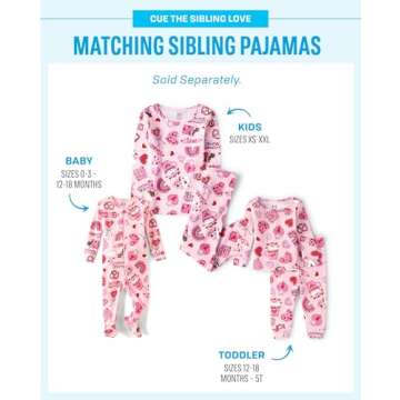 Valentine's Day Snug Fit Cotton Pajamas for Girls