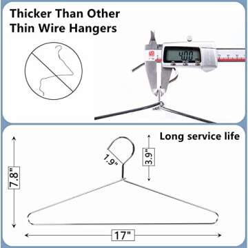 Amber Home 20 Pack Heavy Duty Metal Shirt Coat Hangers, Stainless Steel Clothes Hanger with Polished...