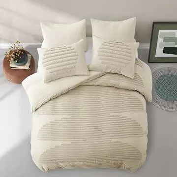 Boho BEDAZZLED 5 Piece King Duvet Cover Set in Beige