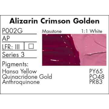 Grumbacher Pre-Tested Oil Paint, 37ml/1.25 Ounce, Alizarin Crimson Golden (P002G)