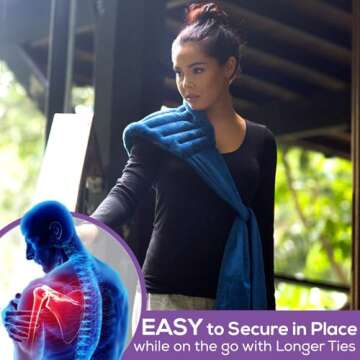 Microwave Heating Pad for Lower Back Pain Relief, Moist Heating Pad for Neck & Shoulders, Cramps, Microwavable Heating Pads 71" Ties, Heat Pack Warm Compress Heat Wrap, Flaxseed Rice Hot Bag (Blue)