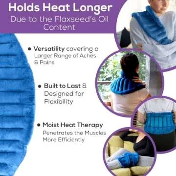 Microwave Heating Pad for Lower Back Pain Relief, Moist Heating Pad for Neck & Shoulders, Cramps, Microwavable Heating Pads 71" Ties, Heat Pack Warm Compress Heat Wrap, Flaxseed Rice Hot Bag (Blue)