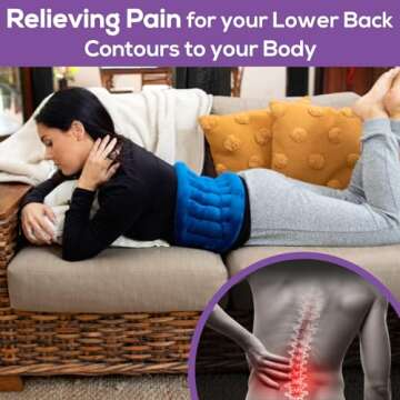 Microwave Heating Pad for Lower Back Pain Relief, Moist Heating Pad for Neck & Shoulders, Cramps, Microwavable Heating Pads 71" Ties, Heat Pack Warm Compress Heat Wrap, Flaxseed Rice Hot Bag (Blue)