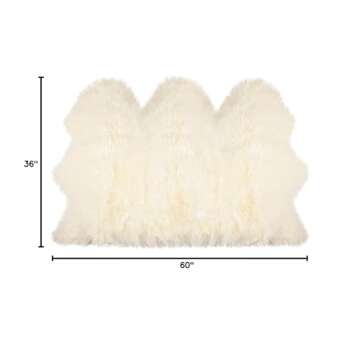 Natural Sheepskin Rug with Thick and Lush 2.5 Inch Pile | Hypoallergenic Sheep Fur Rug with Anti-Skid Back l Sheepskin Wool Area Rugs, Natural, 3 ft x 5 ft