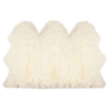 Natural Sheepskin Rug with Thick and Lush 2.5 Inch Pile | Hypoallergenic Sheep Fur Rug with Anti-Skid Back l Sheepskin Wool Area Rugs, Natural, 3 ft x 5 ft
