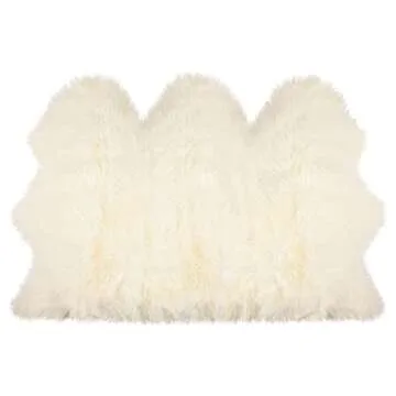 Natural Sheepskin Rug with Thick and Lush 2.5 Inch Pile | Hypoallergenic Sheep Fur Rug with Anti-Skid Back l Sheepskin Wool Area Rugs, Natural, 3 ft x 5 ft