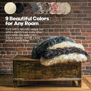 Natural Sheepskin Rug with Thick and Lush 2.5 Inch Pile | Hypoallergenic Sheep Fur Rug with Anti-Skid Back l Sheepskin Wool Area Rugs, Natural, 3 ft x 5 ft