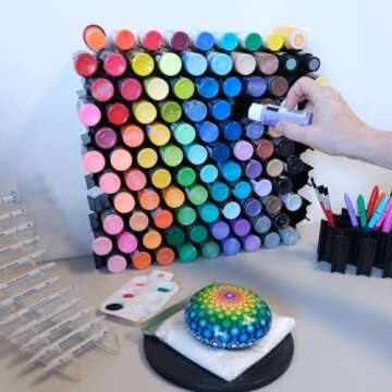 Hex Hive 2.0 Storage Organizer 40 Piece Set for Craft Paint, Salon Haircolor, Tattoo Ink and More Made in USA