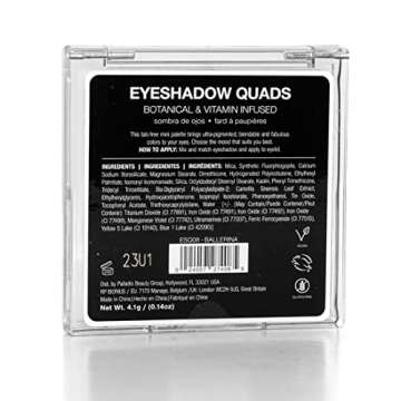 Palladio Eyeshadow Quads, Velvety Pigmented Blendable Matte, Metallic and Shimmer Finishes, Creamy F...