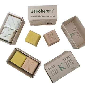 Bekoherent Shampoo and conditioner bar set for all hair types, Sulfate-free, Paraben-free, Cruelty-free, Phthalate-free, pH balanced, Vegan