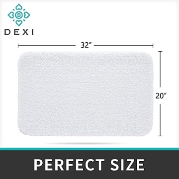 DEXI Bathroom Rug Mat, Extra Soft and Absorbent Bath Rugs, Washable Non-Slip Carpet Mat for Bathroom Floor, Tub, Shower Room (32"x20", White)