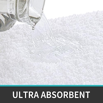 DEXI Bathroom Rug Mat, Extra Soft and Absorbent Bath Rugs, Washable Non-Slip Carpet Mat for Bathroom Floor, Tub, Shower Room (32"x20", White)