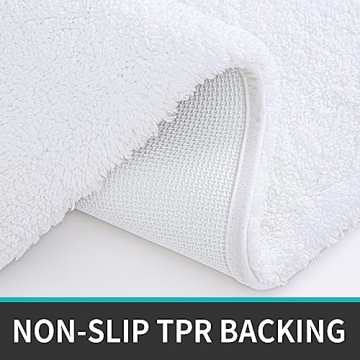 DEXI Bathroom Rug Mat, Extra Soft and Absorbent Bath Rugs, Washable Non-Slip Carpet Mat for Bathroom Floor, Tub, Shower Room (32"x20", White)