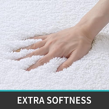 DEXI Bathroom Rug Mat, Extra Soft and Absorbent Bath Rugs, Washable Non-Slip Carpet Mat for Bathroom Floor, Tub, Shower Room (32"x20", White)