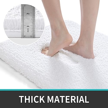 DEXI Bathroom Rug Mat, Extra Soft and Absorbent Bath Rugs, Washable Non-Slip Carpet Mat for Bathroom Floor, Tub, Shower Room (32"x20", White)